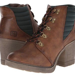 Brown Faux Leather Heeled Moto Ankle Boot